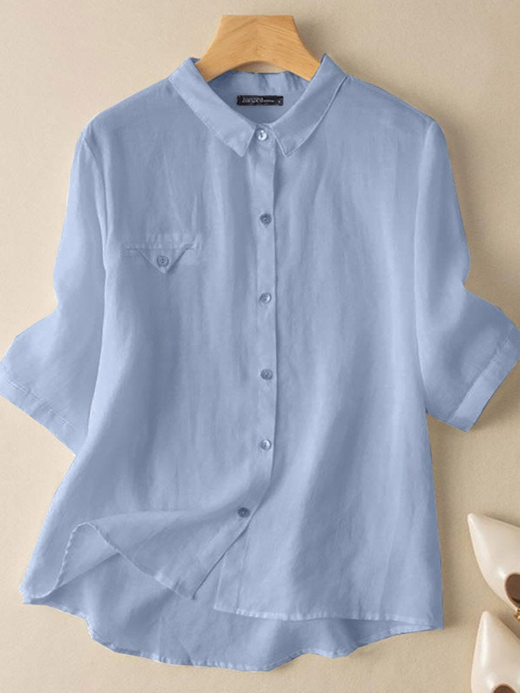 Light Blue Long Top-Tunic For Women