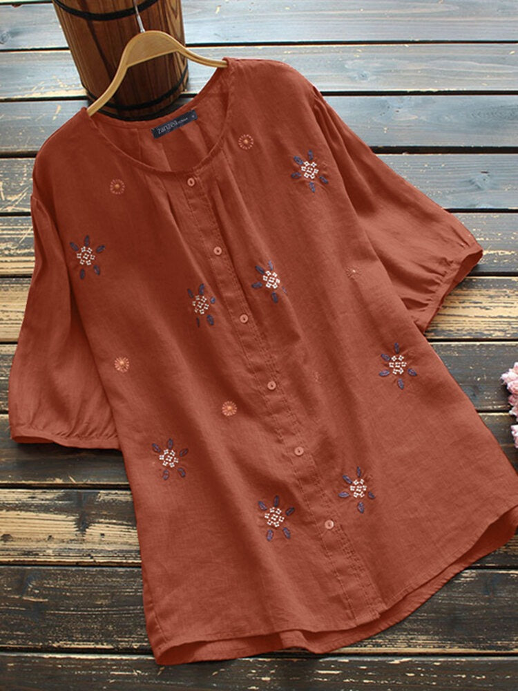 Orange Long Top-Tunic With Embroidery Work For Women