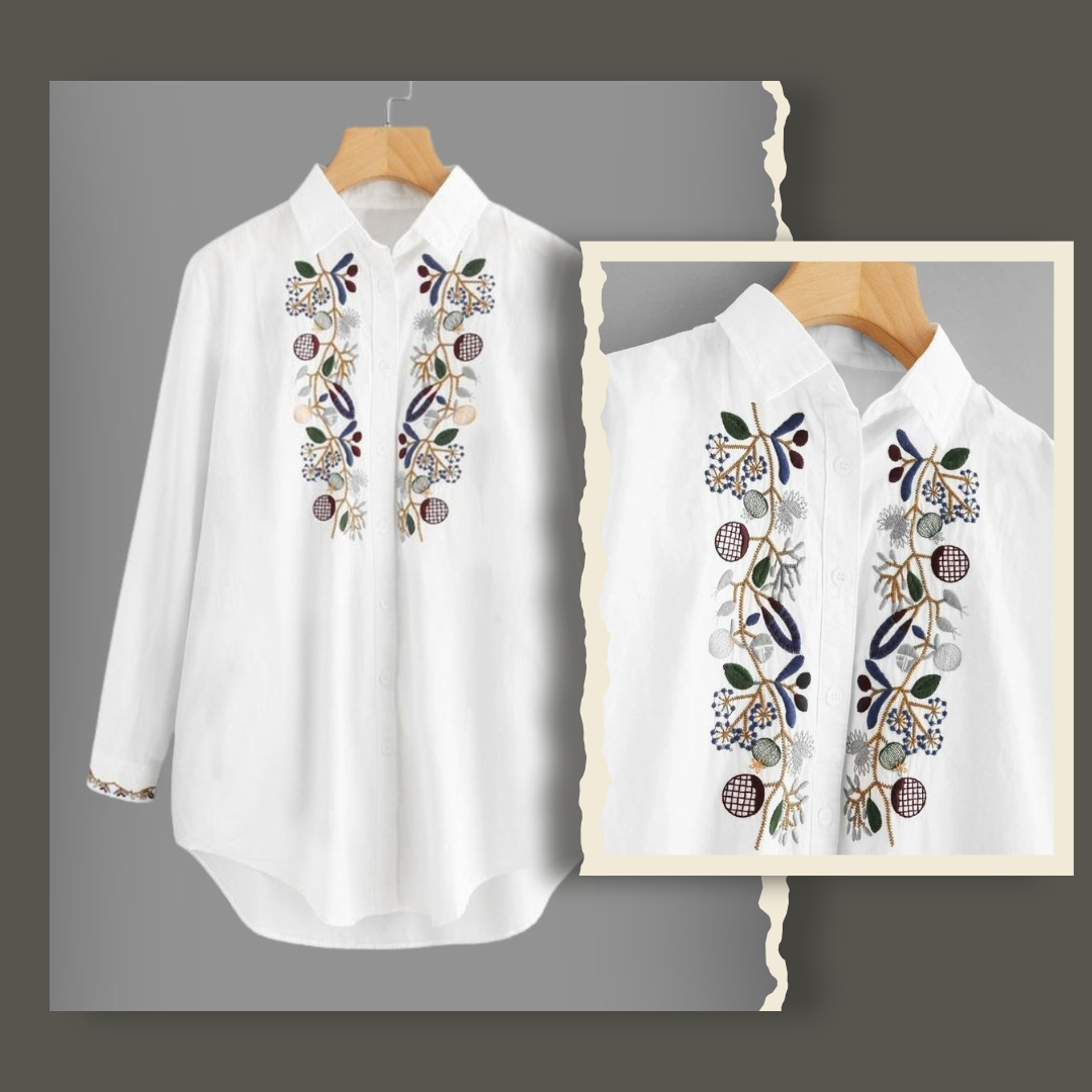 Trendy White long top-tunics with embroidery work for women