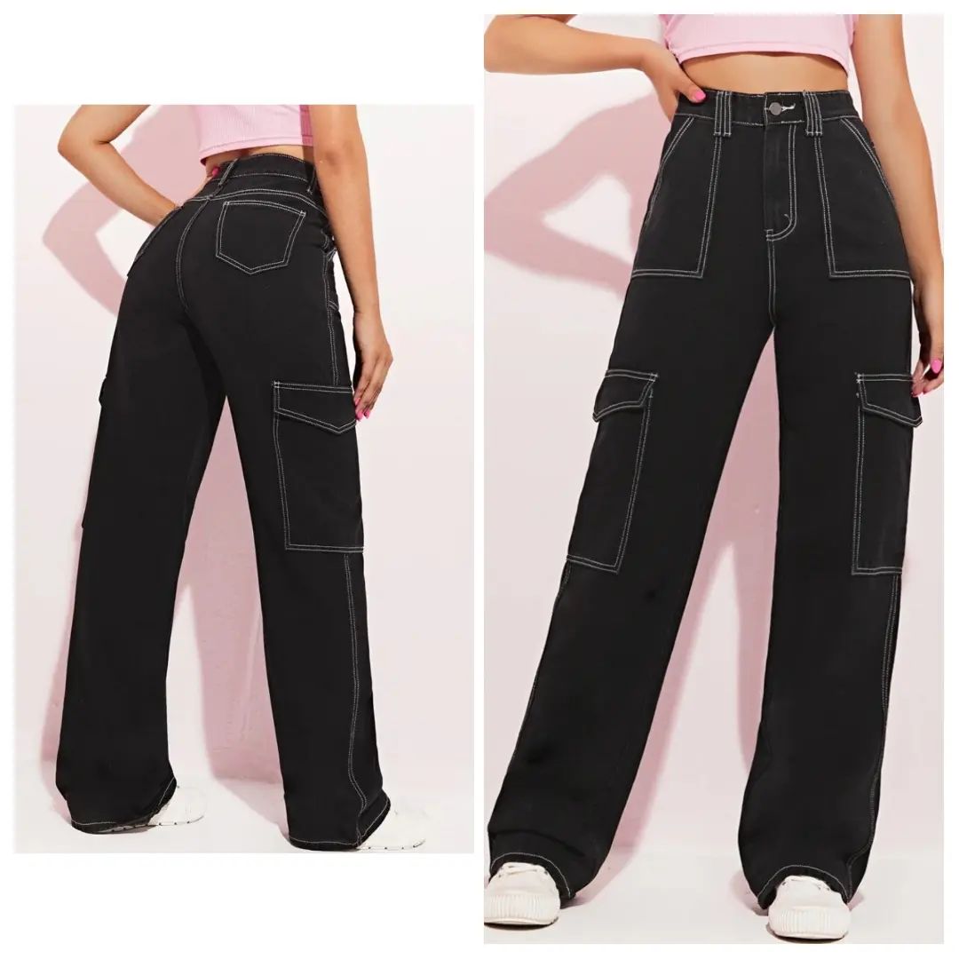 Denims: Risky Baggy Black Cargo Pants
