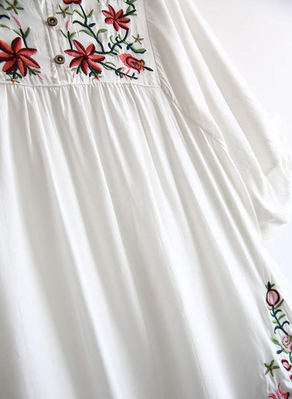 Trendy White long top-tunics with embroidery work for women