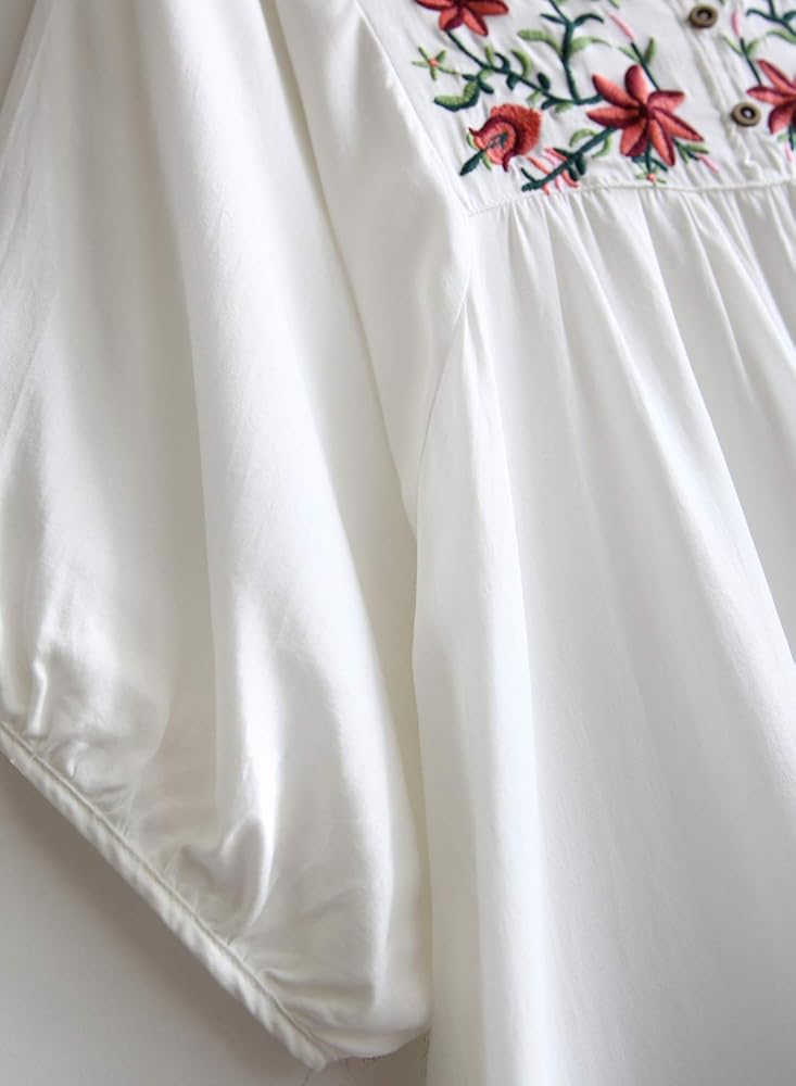 Trendy White long top-tunics with embroidery work for women