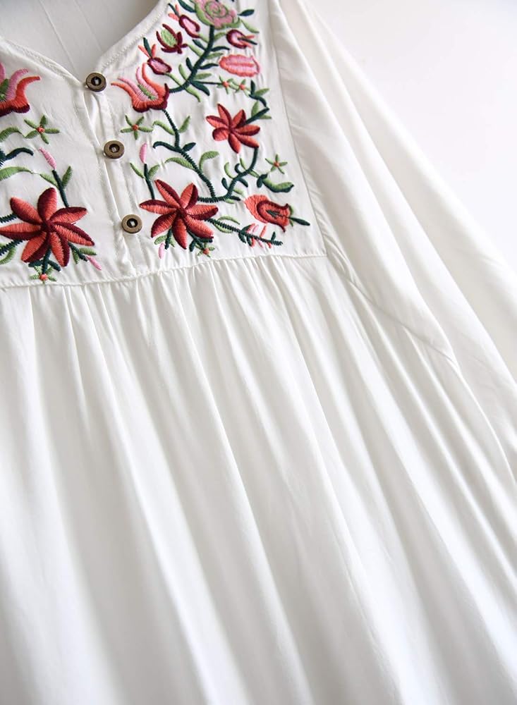 Trendy White long top-tunics with embroidery work for women