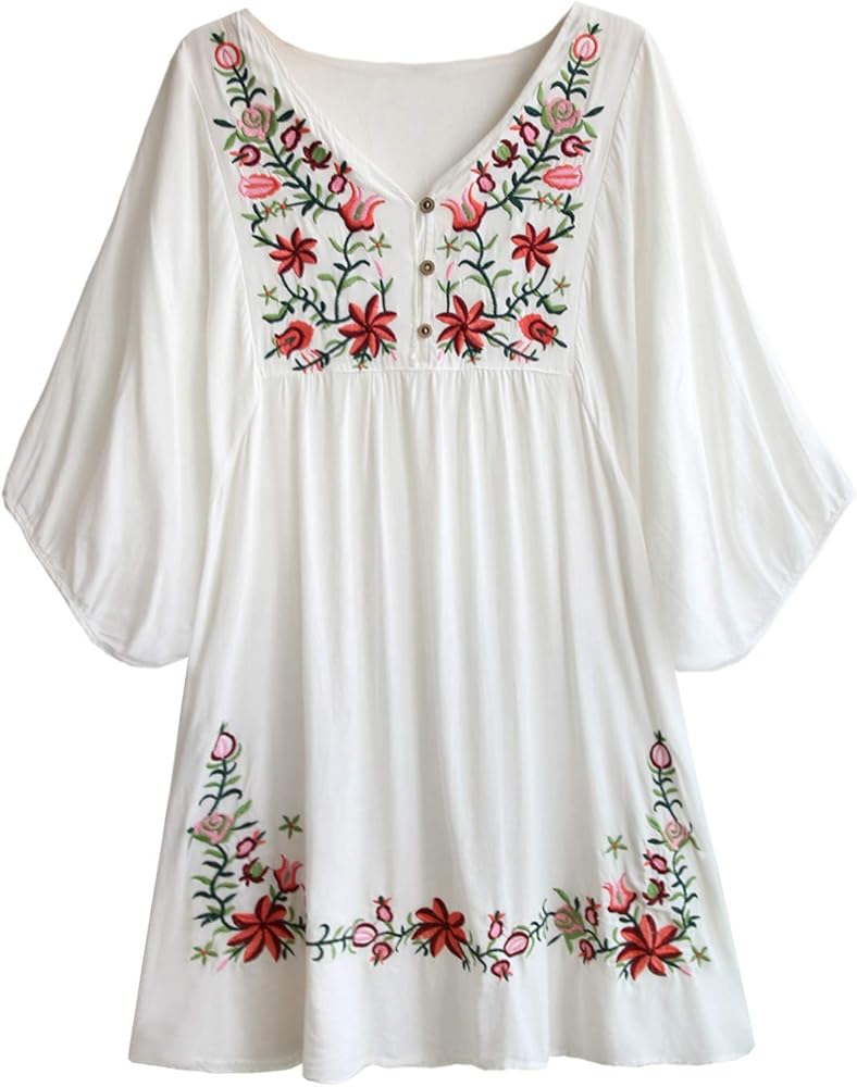 Trendy White long top-tunics with embroidery work for women