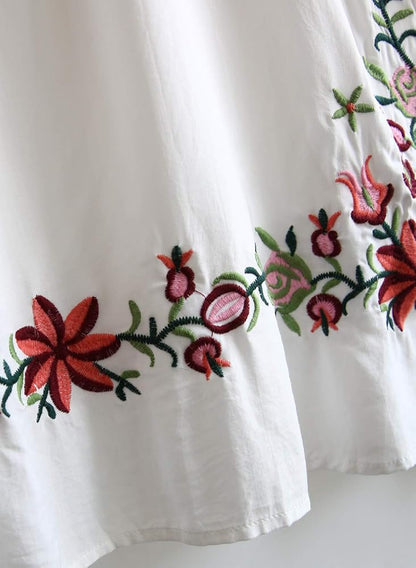 Trendy White long top-tunics with embroidery work for women