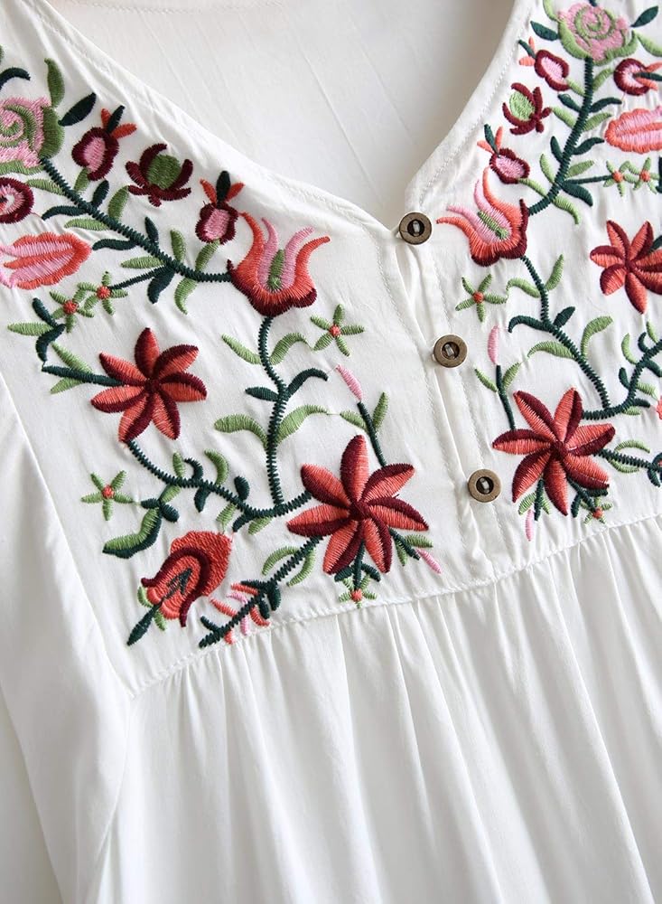 Trendy White long top-tunics with embroidery work for women