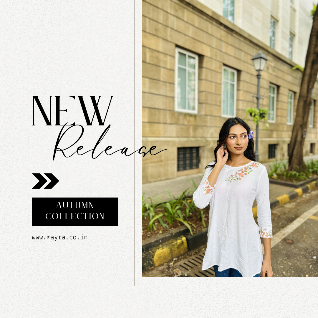 Trendy White long top-tunics with embroidery work for women