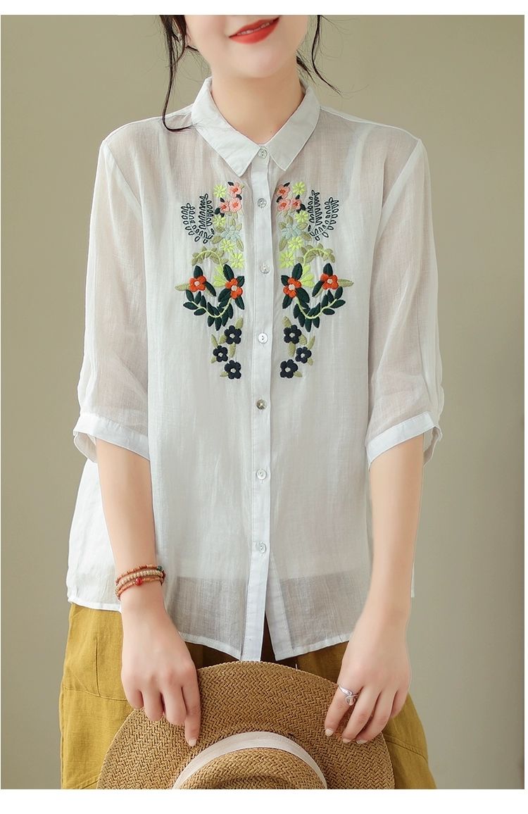 Vintage Blossom Embroidered Tunic Top