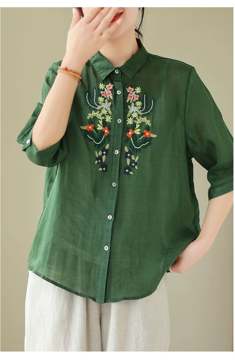 Vintage Blossom Embroidered Tunic Top