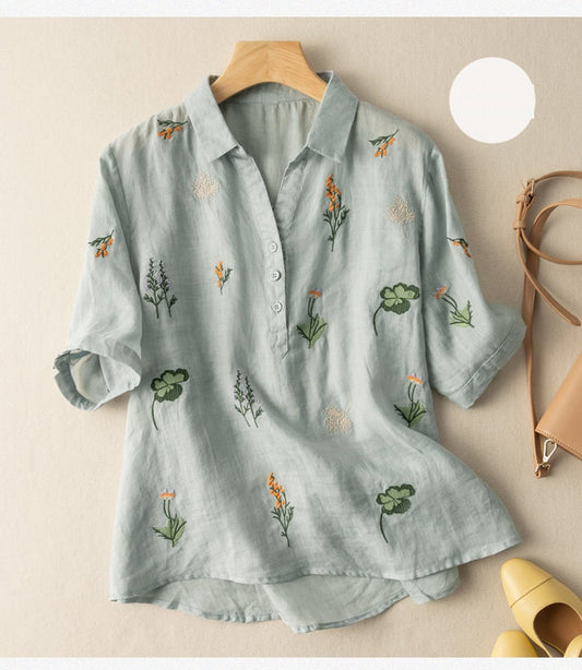 Crafted for Comfort: Women's Slate Grey Embroidery Top